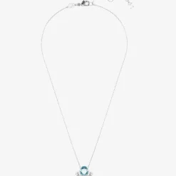 Idyllia Rhodium Plated Blue Crystal Shell Necklace 5689195