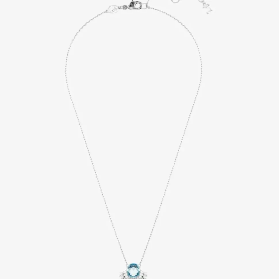 Idyllia Rhodium Plated Blue Crystal Shell Necklace 5689195
