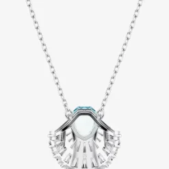 Idyllia Rhodium Plated Blue Crystal Shell Necklace 5689195
