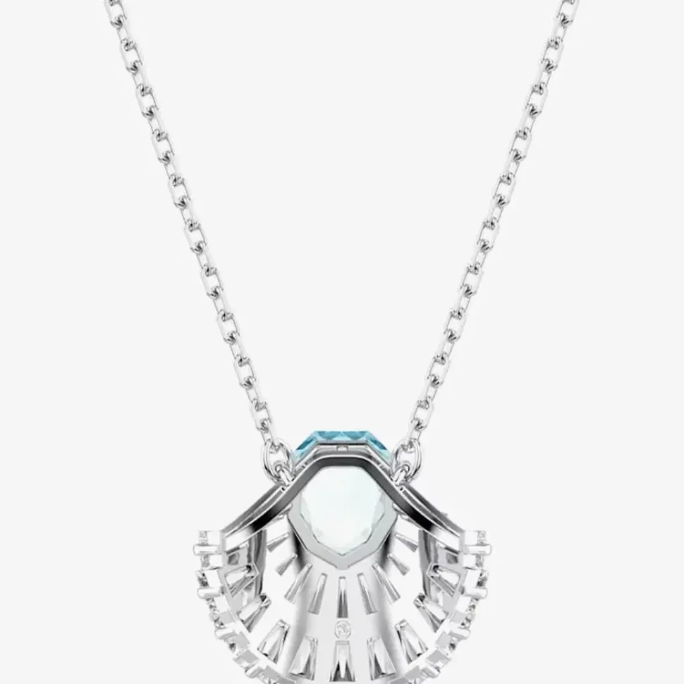 Idyllia Rhodium Plated Blue Crystal Shell Necklace 5689195