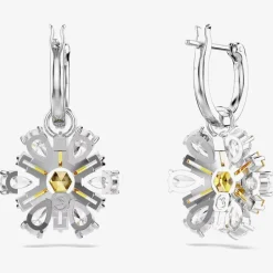 Idyllia Rhodium Plated Yellow Flower Dropper Earrings 5683243