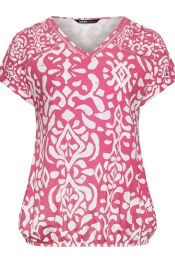 Ikat Print Bubble Hem Top