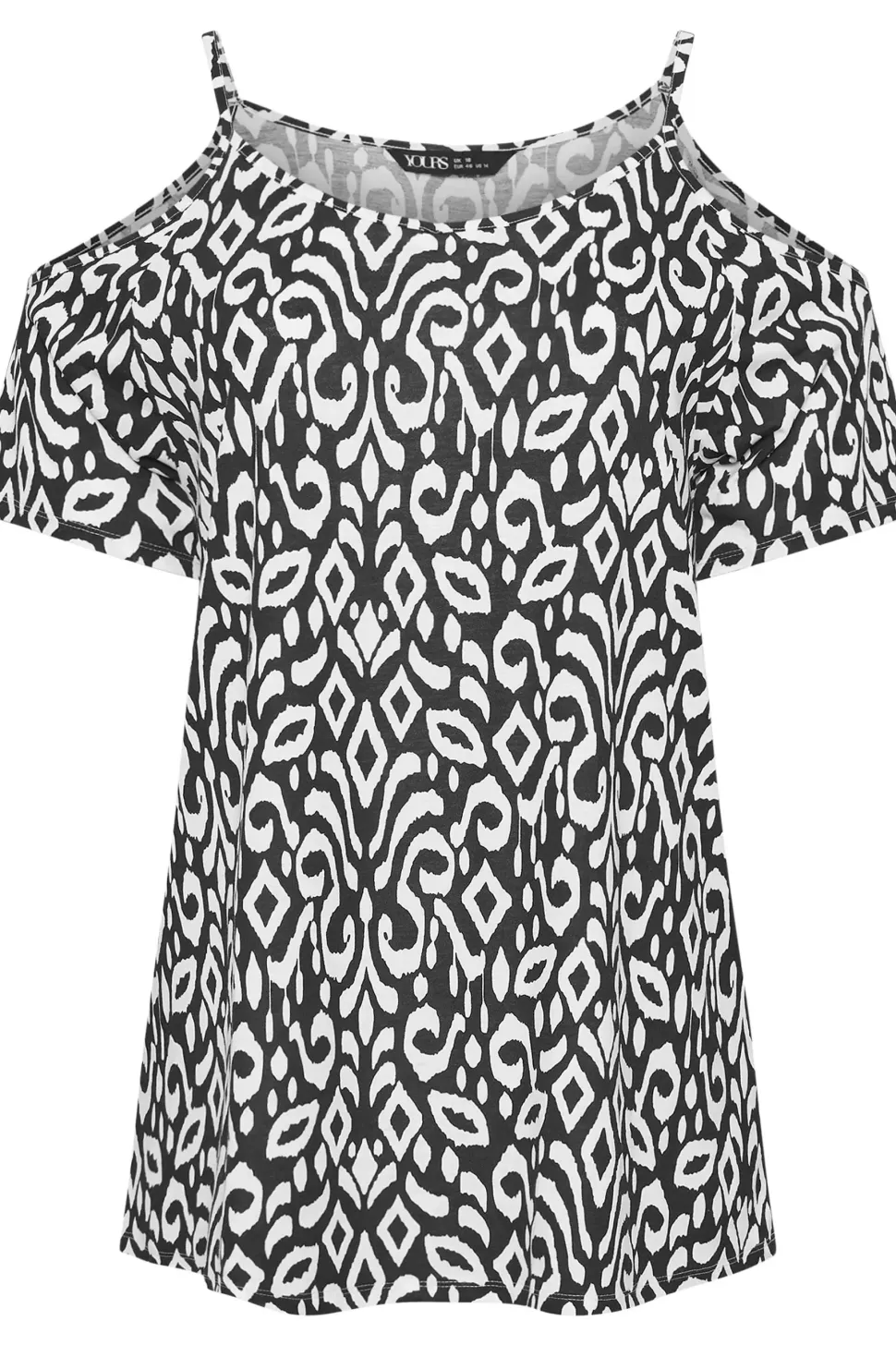 Ikat Print Cold Shoulder Top