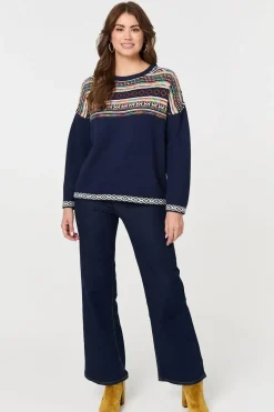 Ikat Print Drop Shoulder Jumper