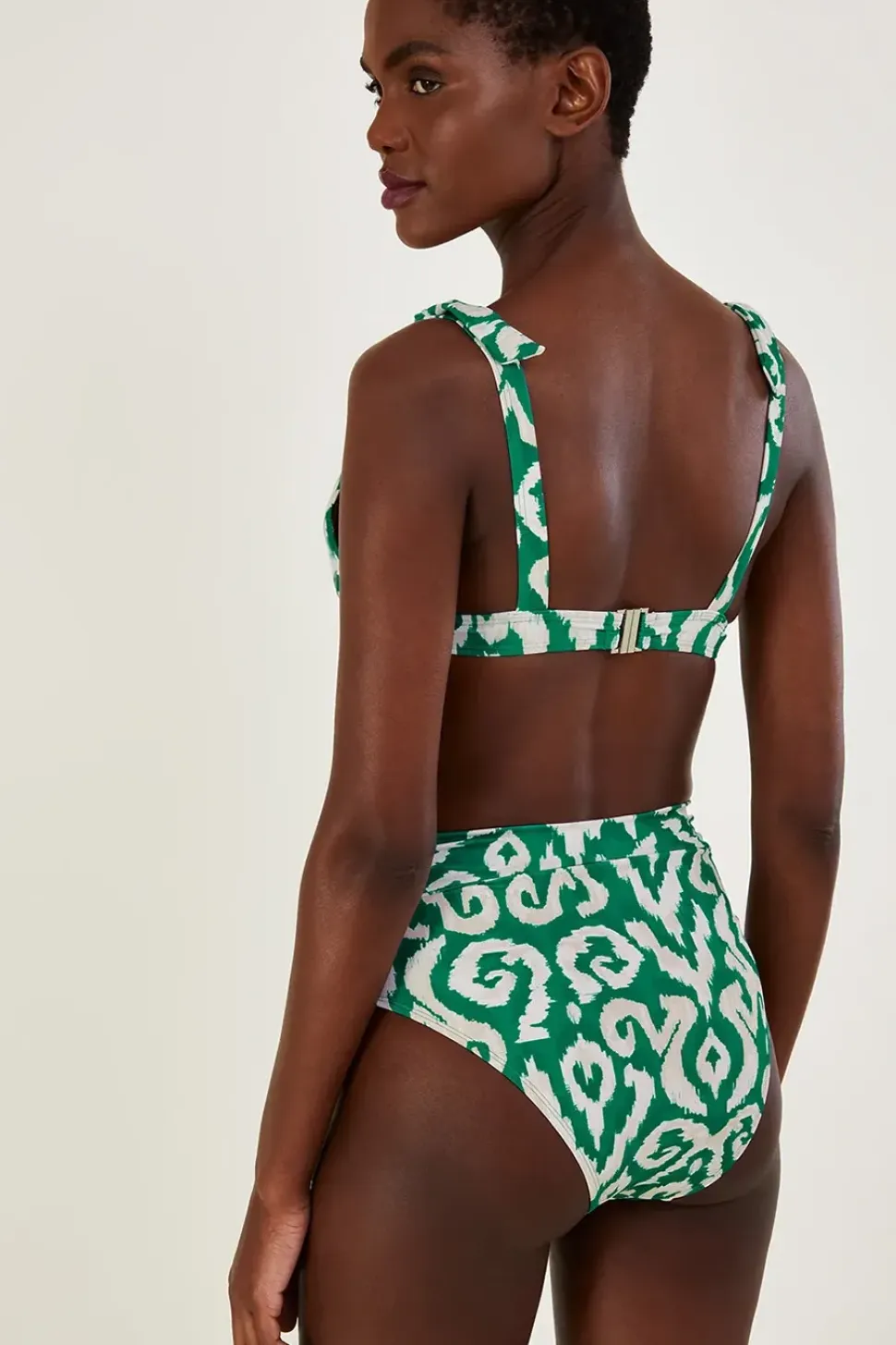 Ikat Print High Waist Bikini Bottoms with Recycled Polyester