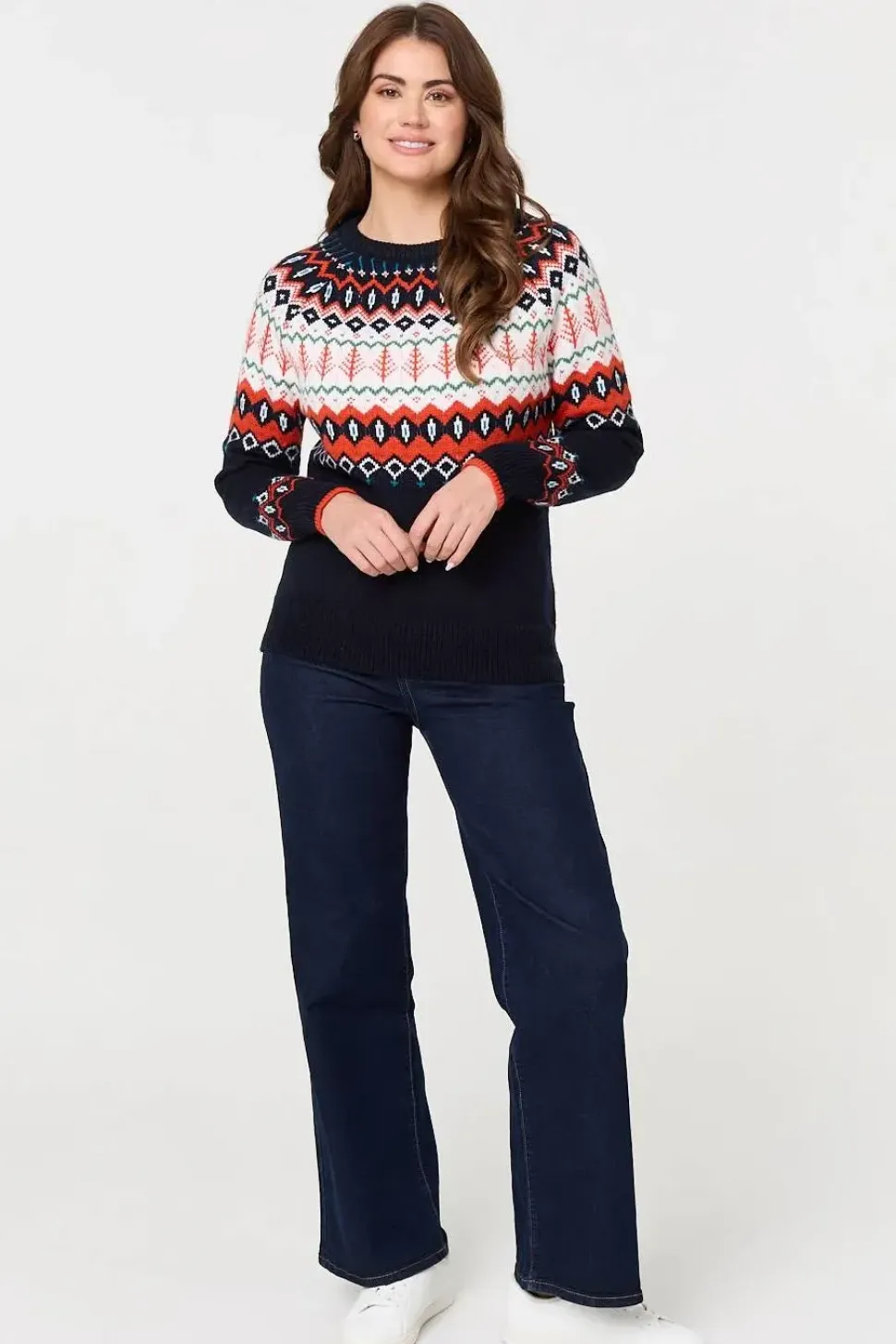 Ikat Print Long Sleeve Knitted Top