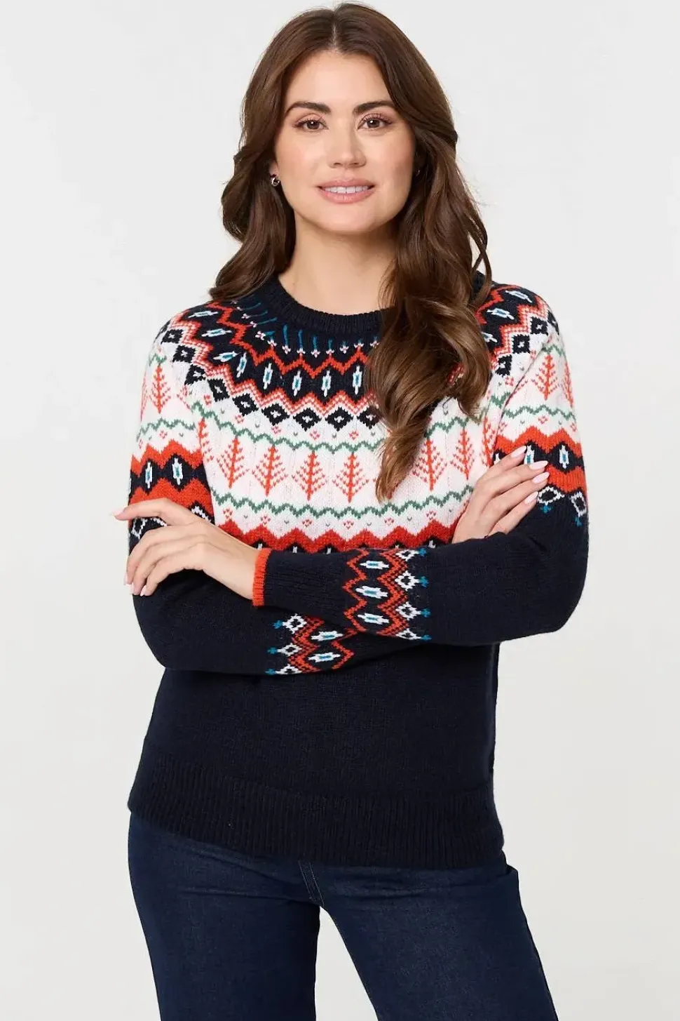 Ikat Print Long Sleeve Knitted Top