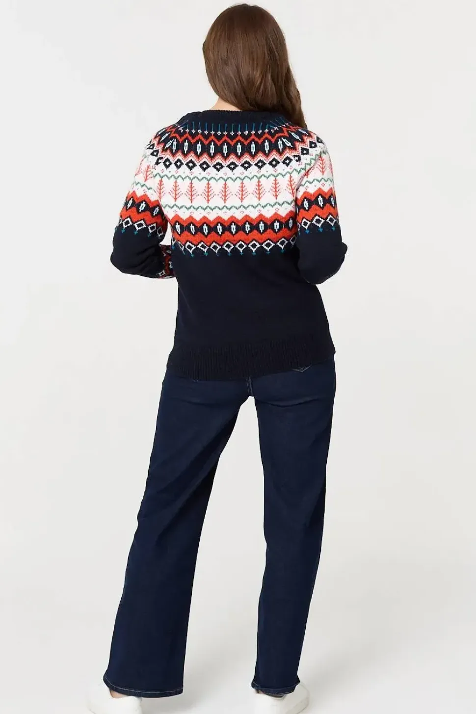 Ikat Print Long Sleeve Knitted Top