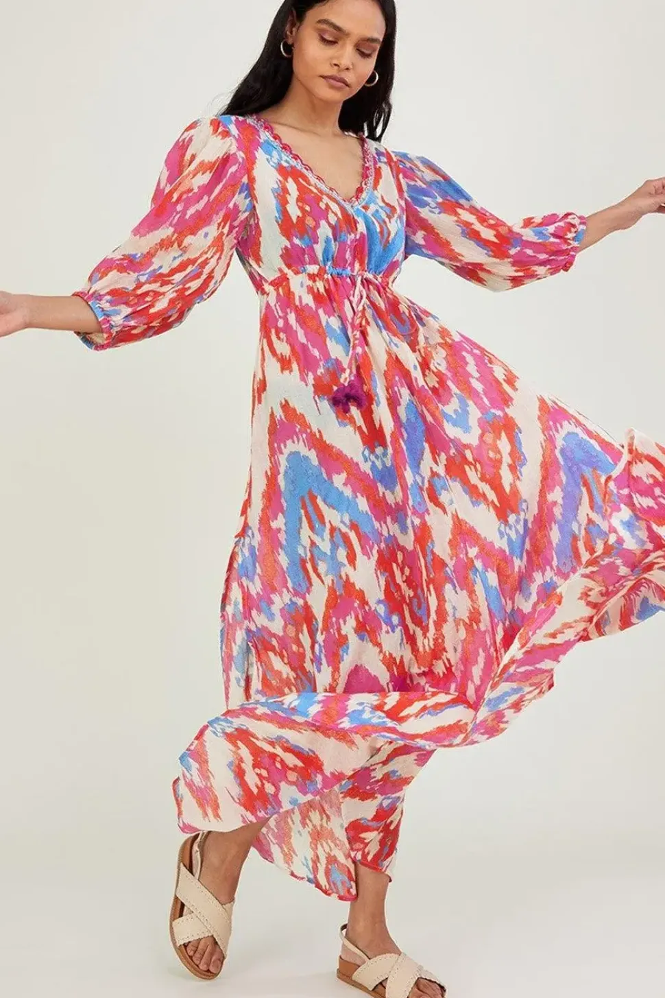 Ikat Print Maxi Dress