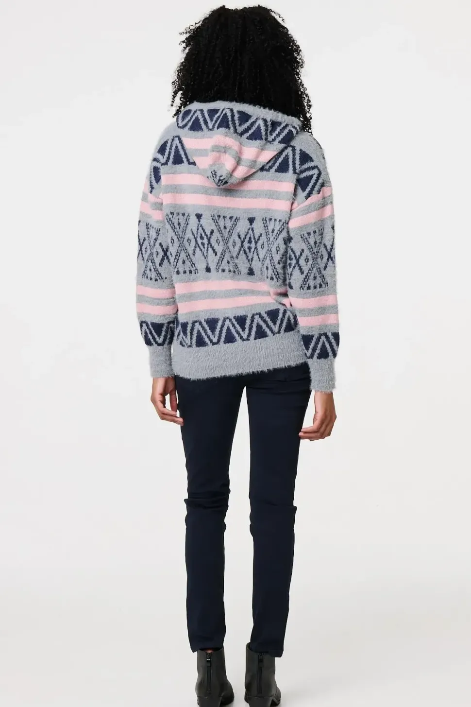 Ikat Print Relaxed Hooded Sweatshirt