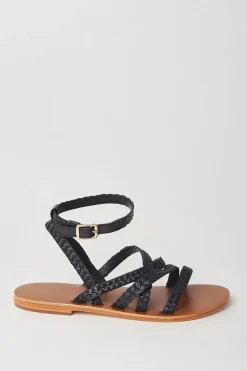 Illy Leather Plaited Flat Sandals