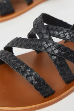 Illy Leather Plaited Flat Sandals