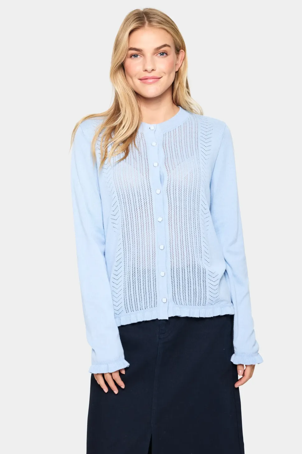 IlonaSZ Buttons Crew Neck Cardigan-