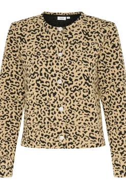 IlsabethSZ Round Neck Buttons Cardigan-Leopard Print