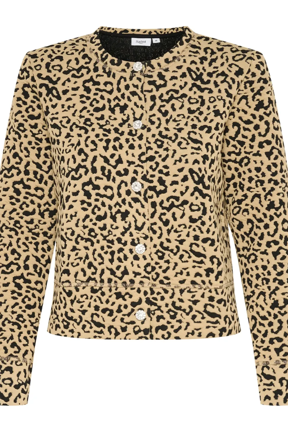 IlsabethSZ Round Neck Buttons Cardigan-Leopard Print