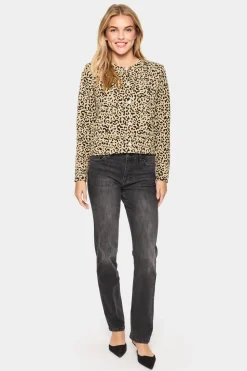 IlsabethSZ Round Neck Buttons Cardigan-Leopard Print