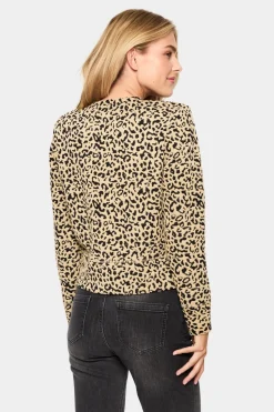 IlsabethSZ Round Neck Buttons Cardigan-Leopard Print