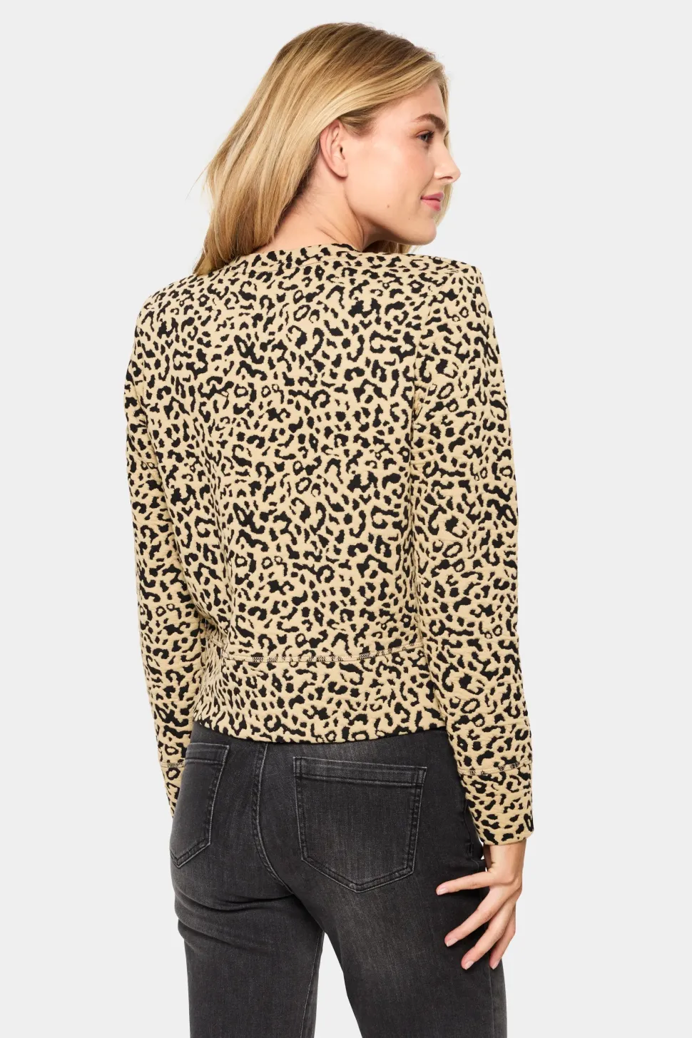 IlsabethSZ Round Neck Buttons Cardigan-Leopard Print
