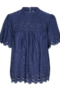 IlseSZ Short Sleeve Eyelet Fabric Blouse-
