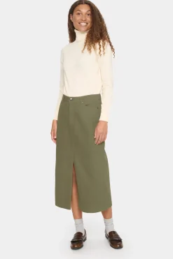 IluSZ High-waisted Dyed Denim Skirt-