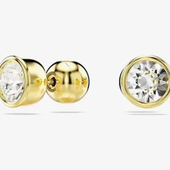 Imber Gold Plated White Crystal Stud Earrings 5681552