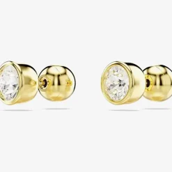 Imber Gold Plated White Crystal Stud Earrings 5681552