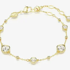 Imber Gold Tone Plated Round Cut Crystal Chain Bracelet 5680094