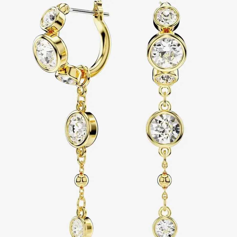 Imber Gold Tone Plated Round Cut Crystal Dropper Earrings 5680097