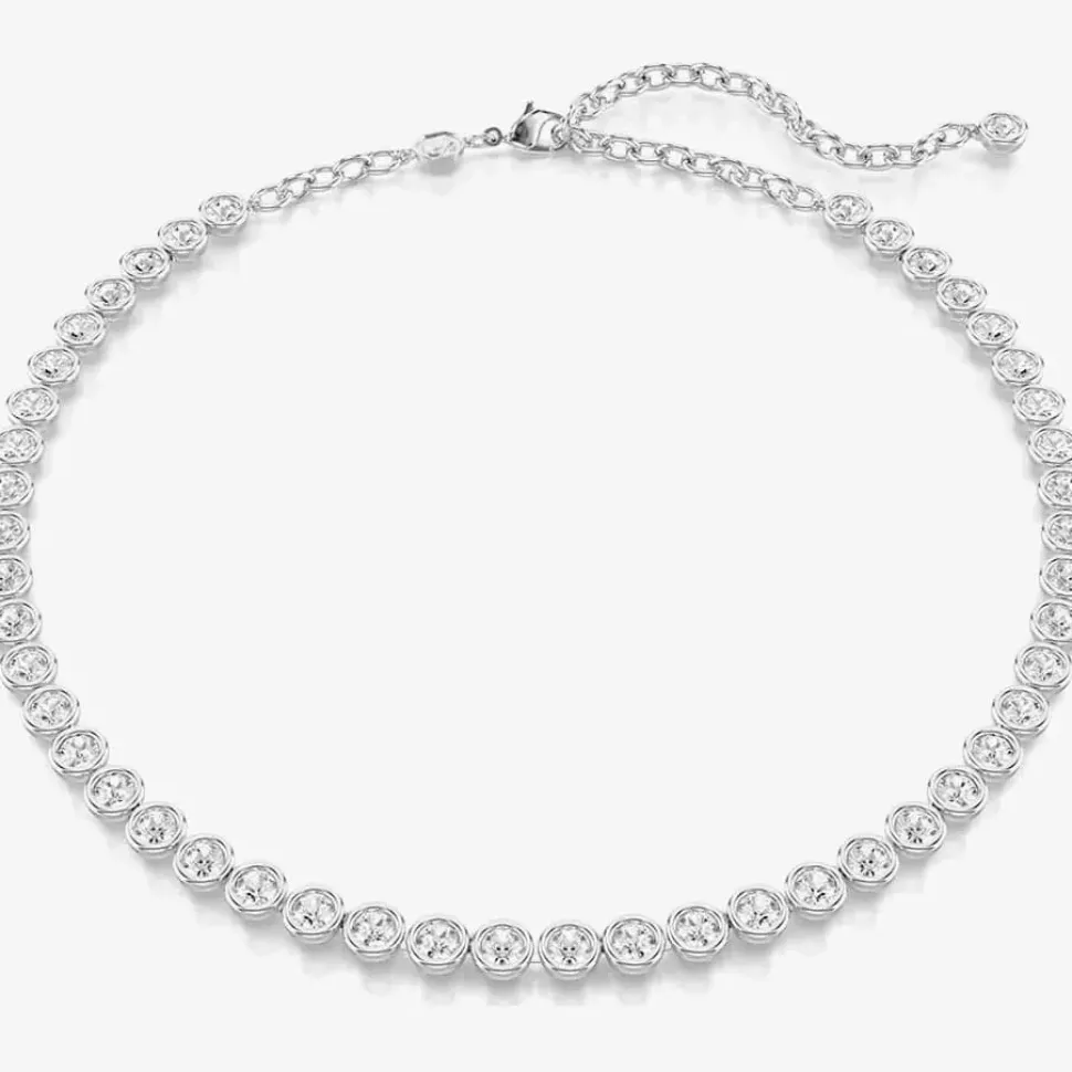 Imber Rhodium Plated Round Cut Crystal Tennis Necklace 5682595