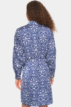 ImenaSZ Above Knee Printed Shirt Dress-