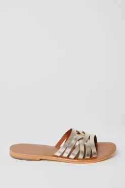 Imogen Leather Lattice Flat Sandals