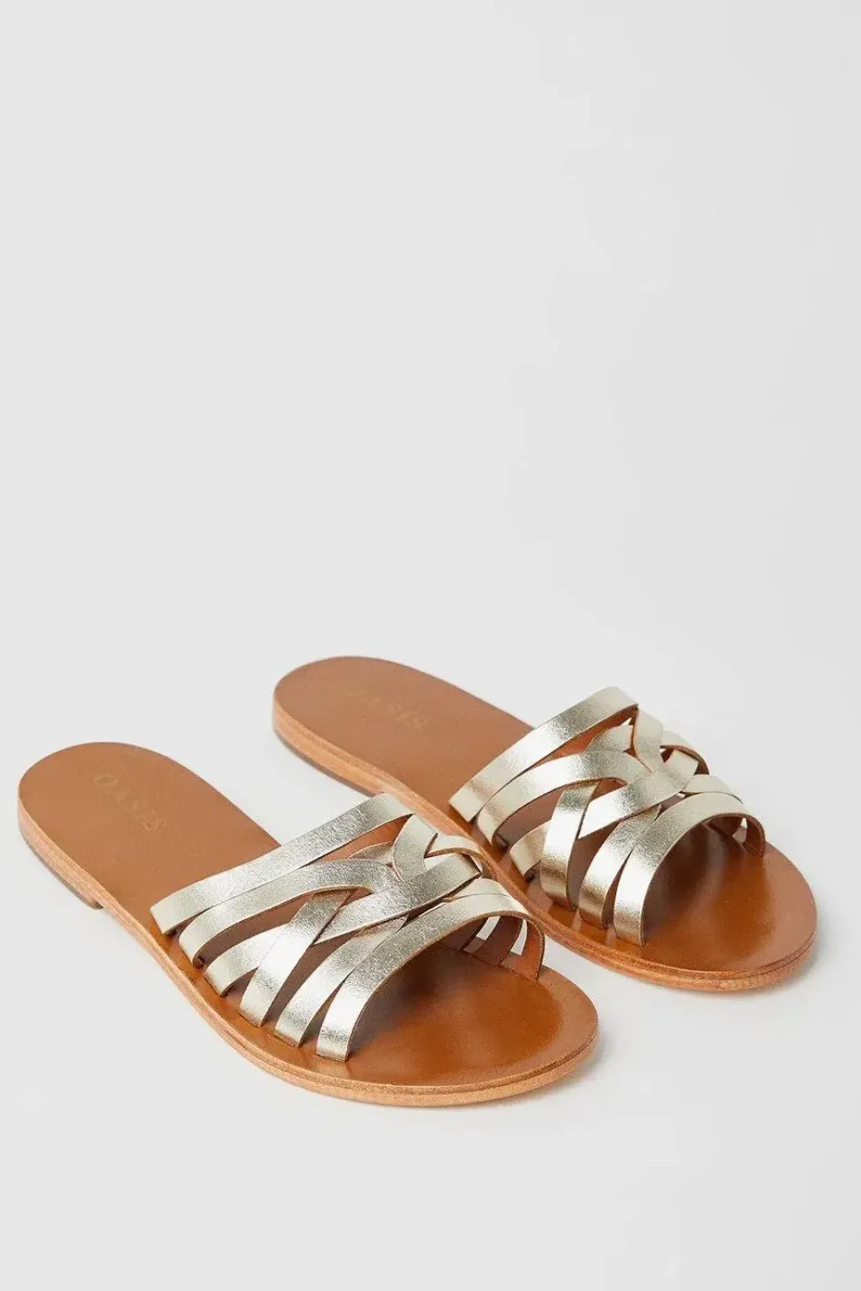 Imogen Leather Lattice Flat Sandals