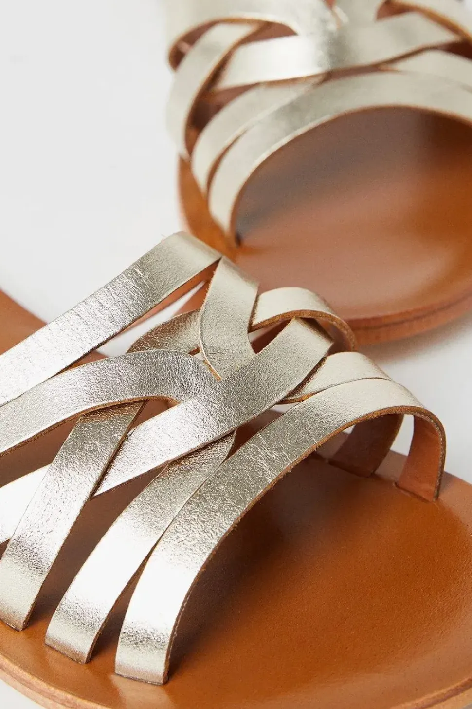 Imogen Leather Lattice Flat Sandals