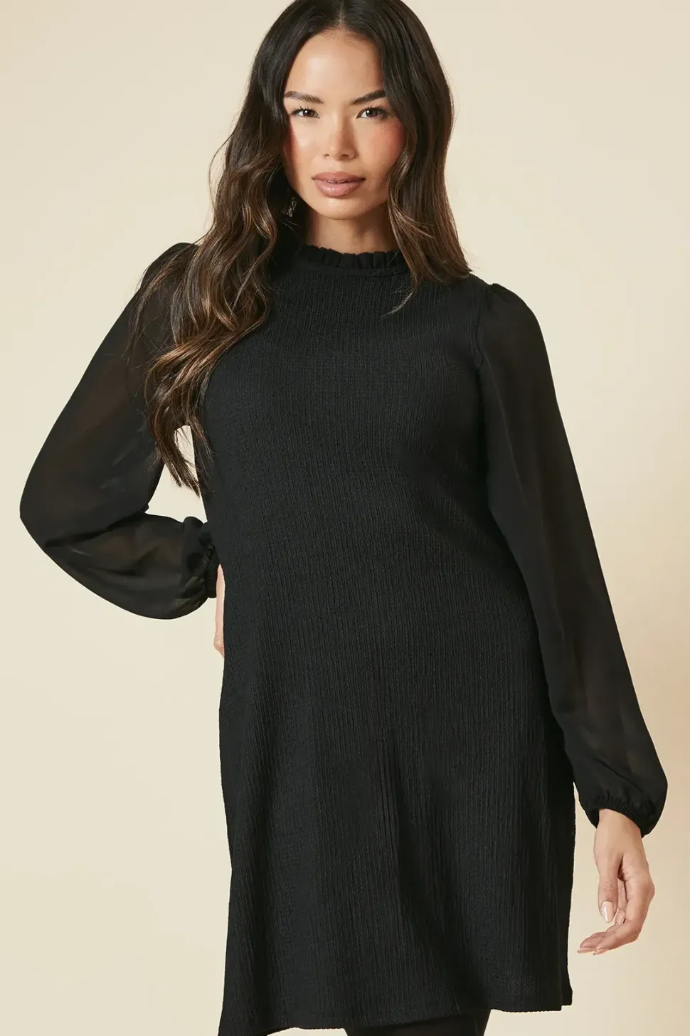 2IN1 Contrast Sleeve Mini Dress
