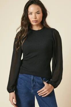 2IN1 Contrast Sleeve Top