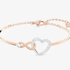 Infinity Heart Two Colour White Crystal Bangle 5518869 M
