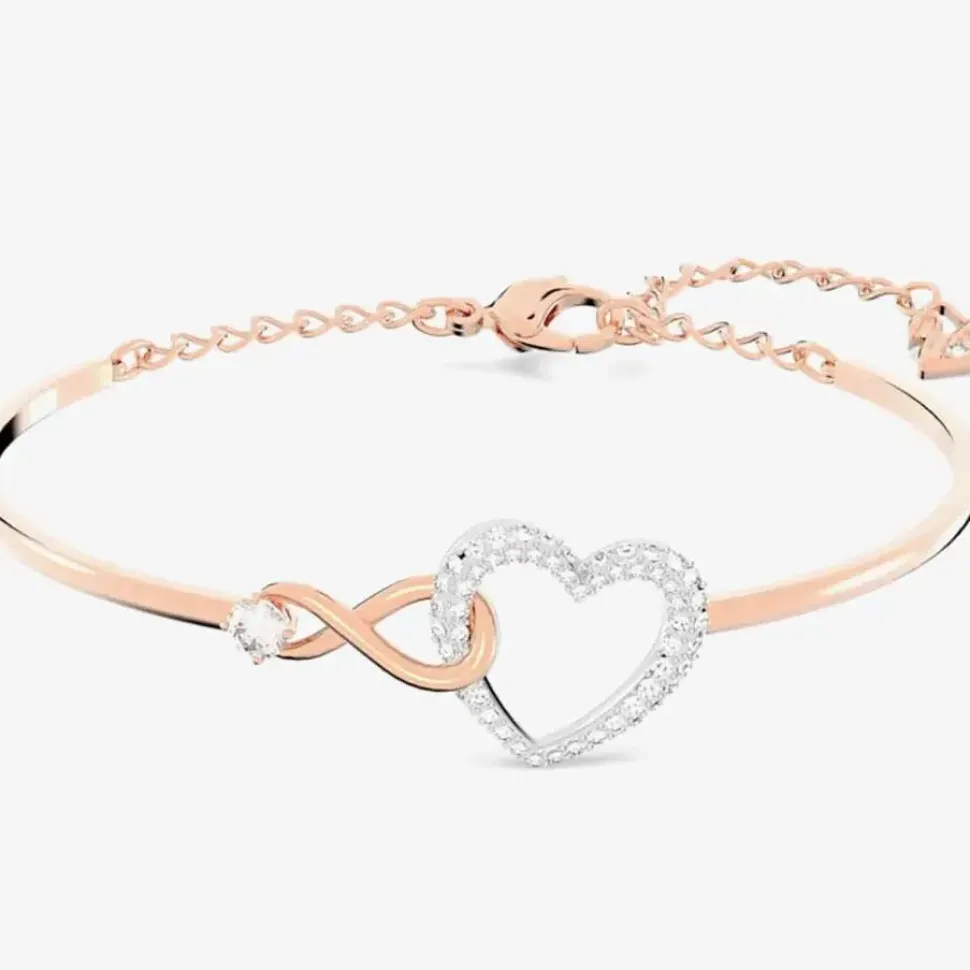 Infinity Heart Two Colour White Crystal Bangle 5518869 M