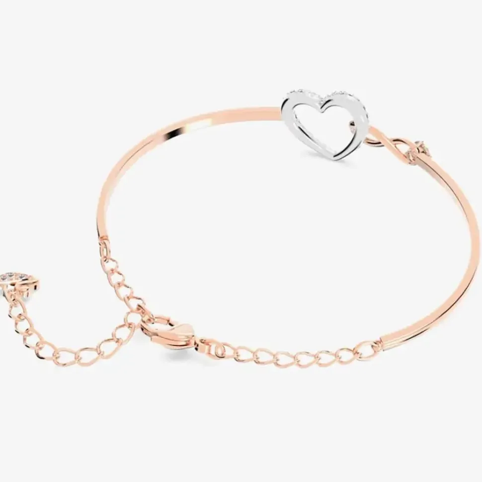 Infinity Heart Two Colour White Crystal Bangle 5518869 M