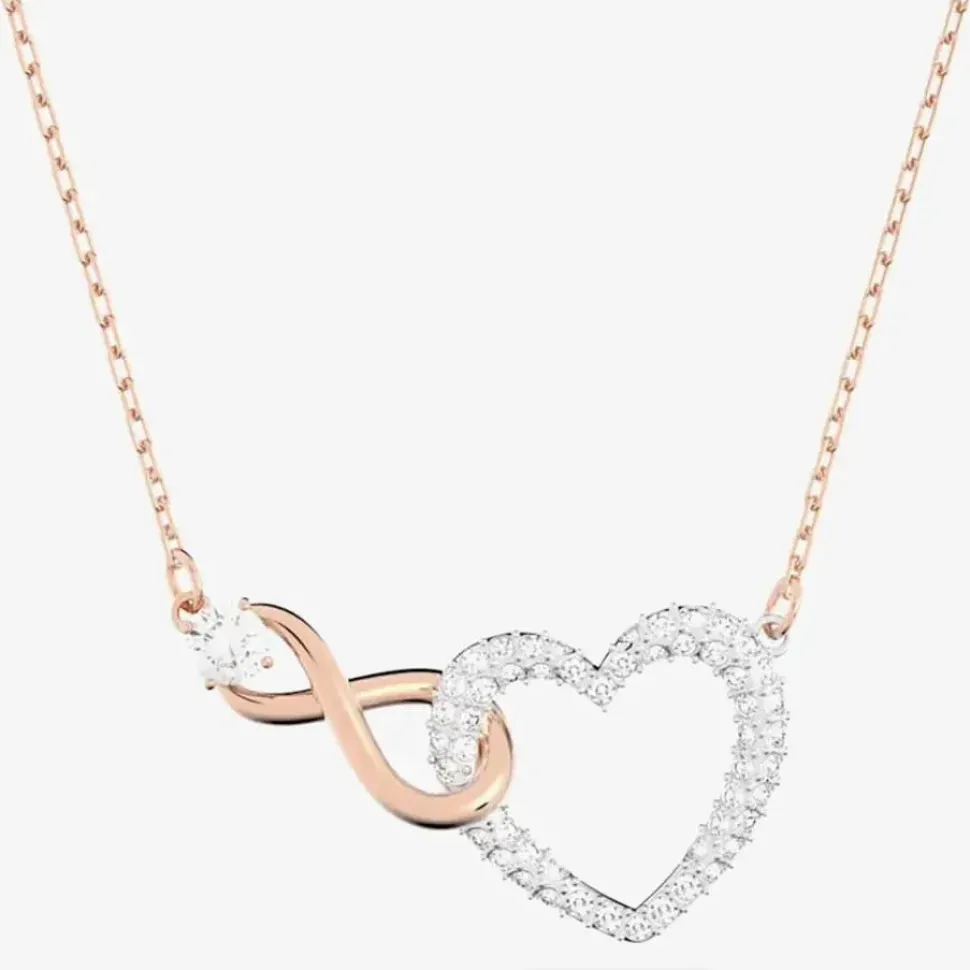 Infinity Heart Two Colour White Crystal Necklace 5518865