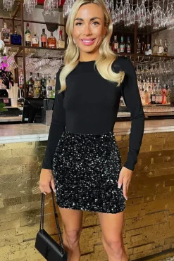 2 in 1 Sequin Long Sleeve Mini Dress
