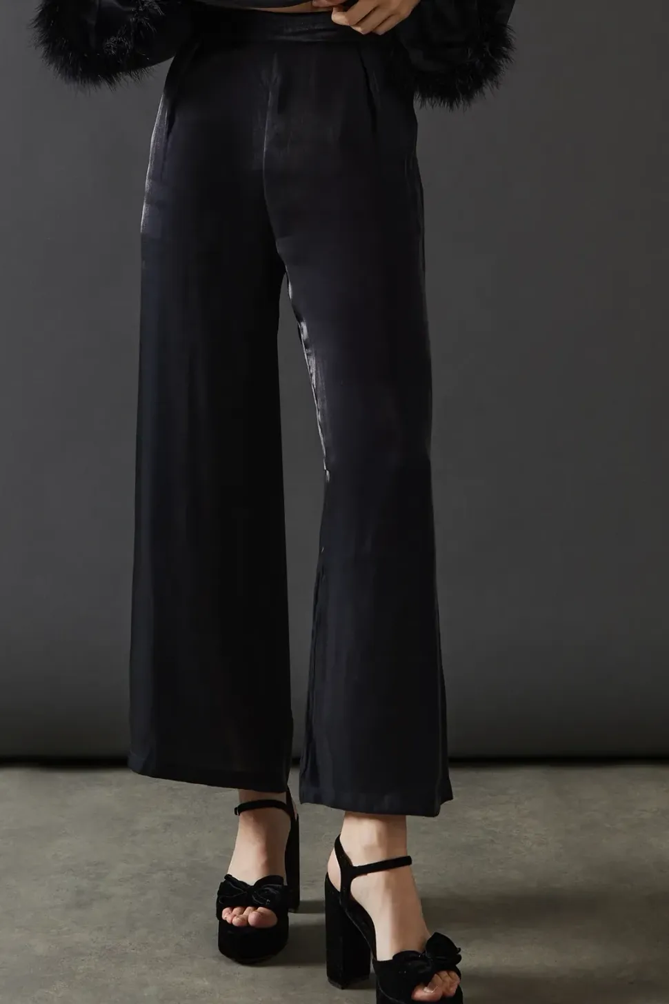 Iridescent Satin Wide Leg Trouser