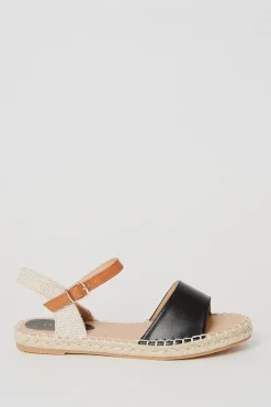 Ischia Mixed Material Flat Espadrille Sandals