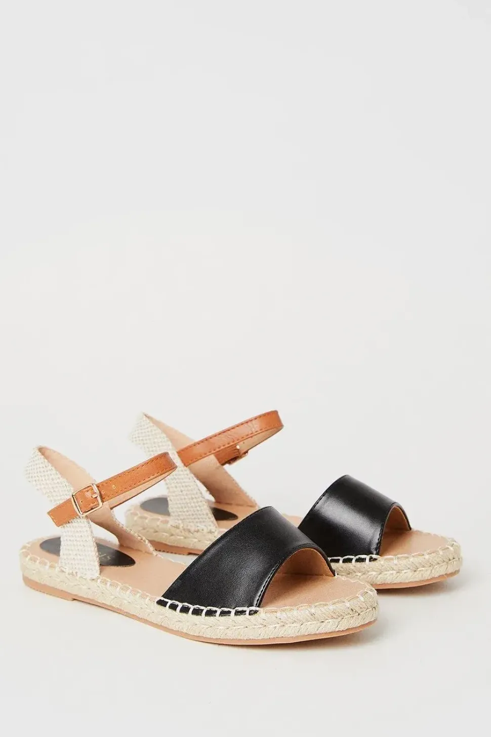 Ischia Mixed Material Flat Espadrille Sandals