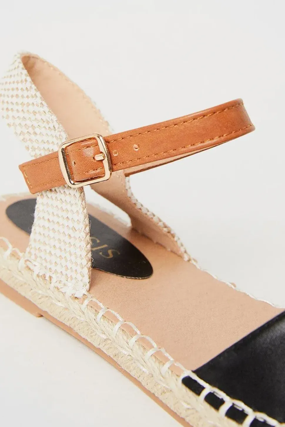 Ischia Mixed Material Flat Espadrille Sandals