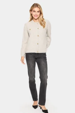 IselaSZ Buttons Round Neck Cardigan-