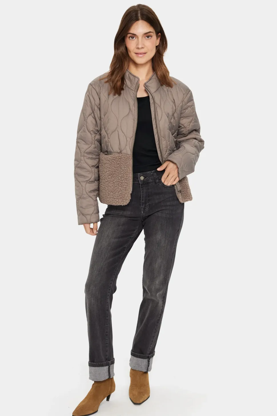 IsodoraSZ Quilted Teddy Fabric Jacket-
