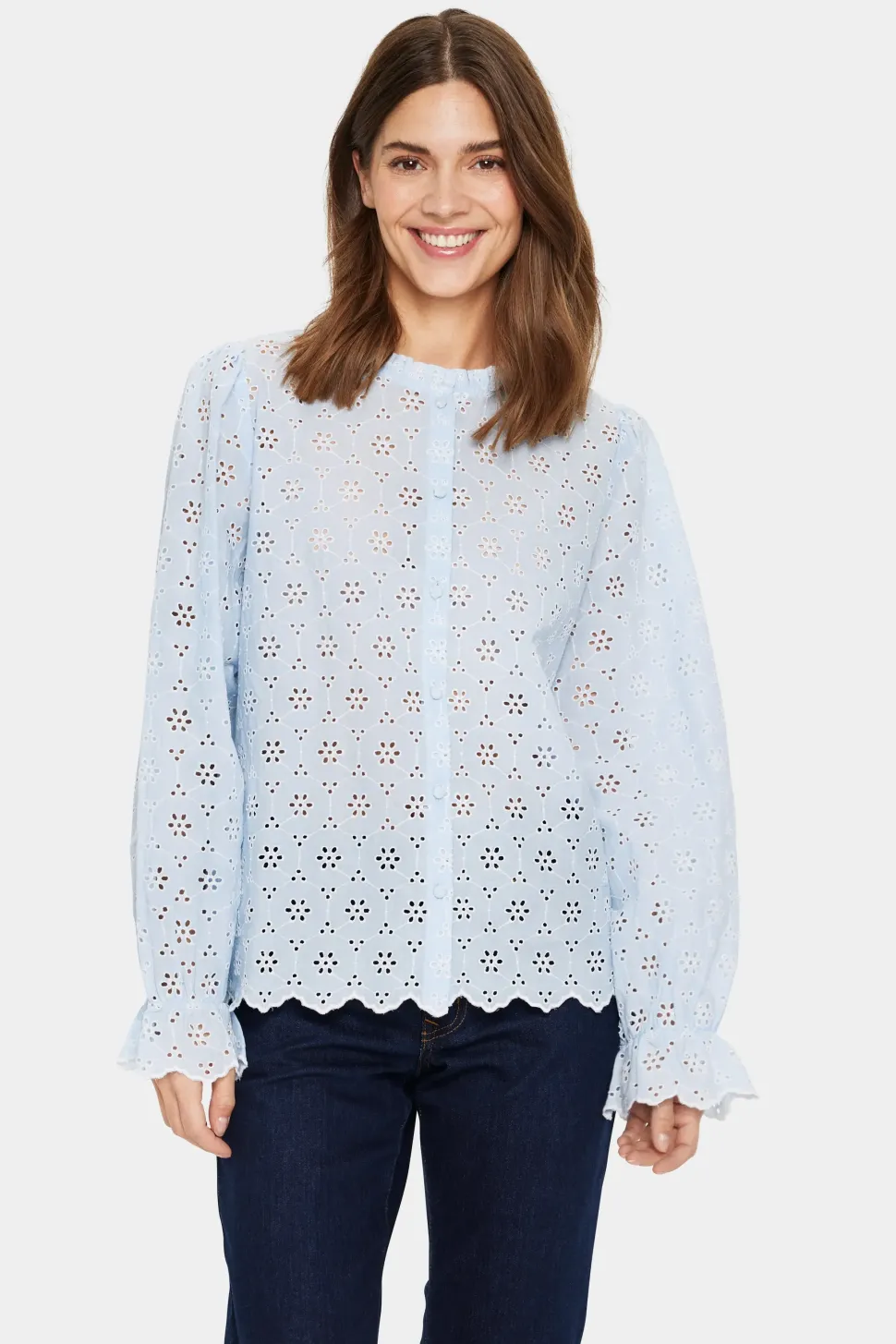 IvetaSZ Long Sleeves Eyelet Lace Shirt-