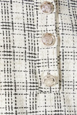 Ivory Boucle Button Detail Shift Dress
