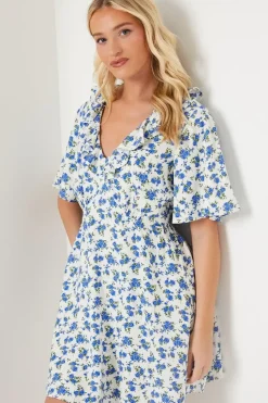 Ivory Ditsy Flutter Sleeve Frill Mini Dress