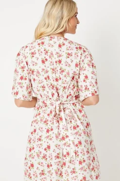 Ivory Floral Ruched Front Mini Dress